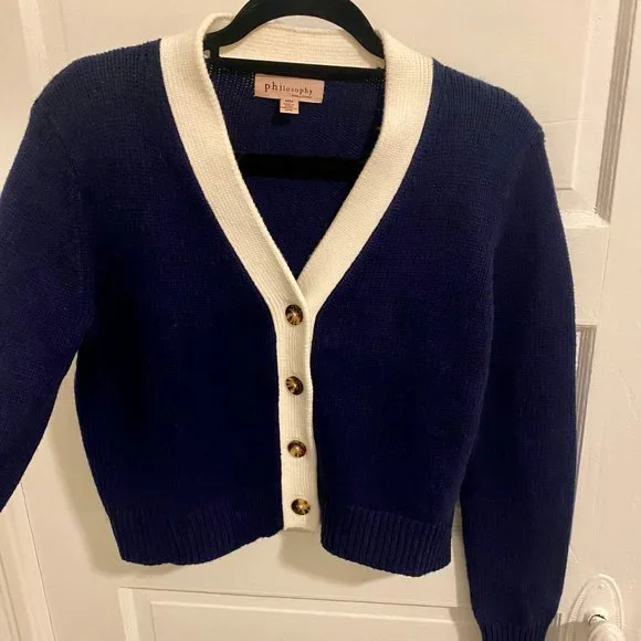 Philosophy Navy.White Cardigan - Picture 2 of 6